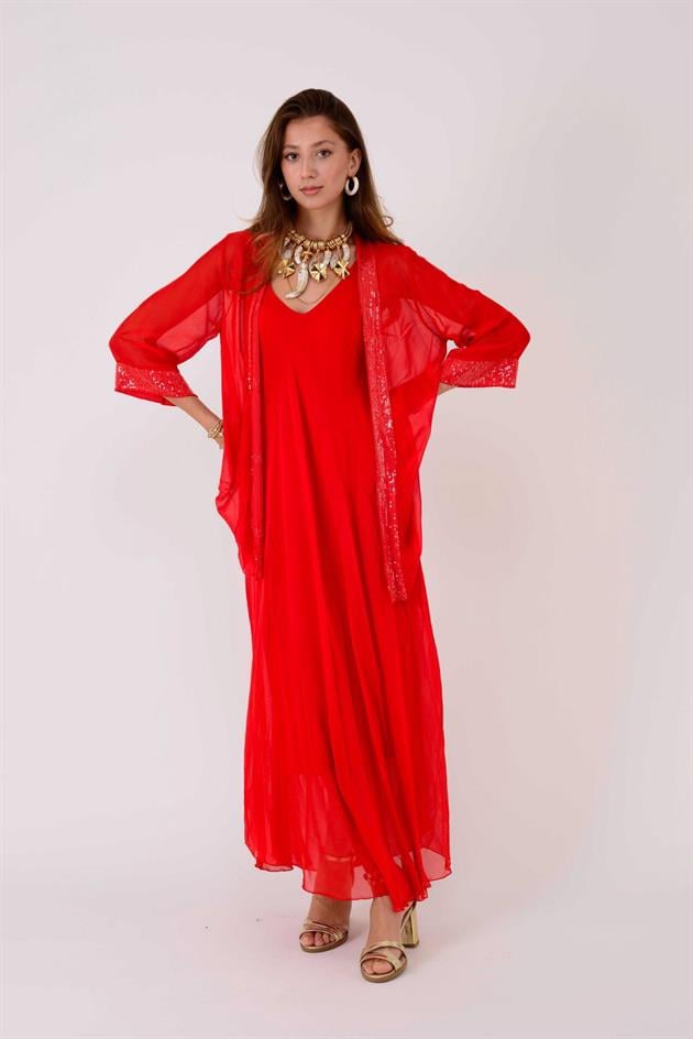 65446 PAYET DETAYLI TRANSPARAN İPEK CEKET