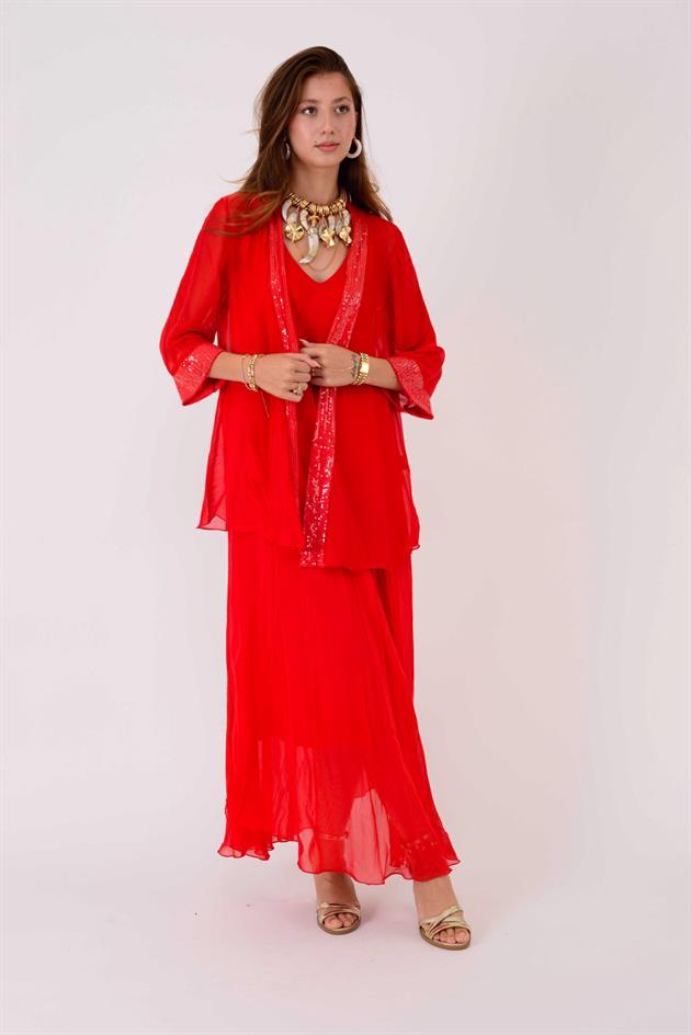 65446 PAYET DETAYLI TRANSPARAN İPEK CEKET