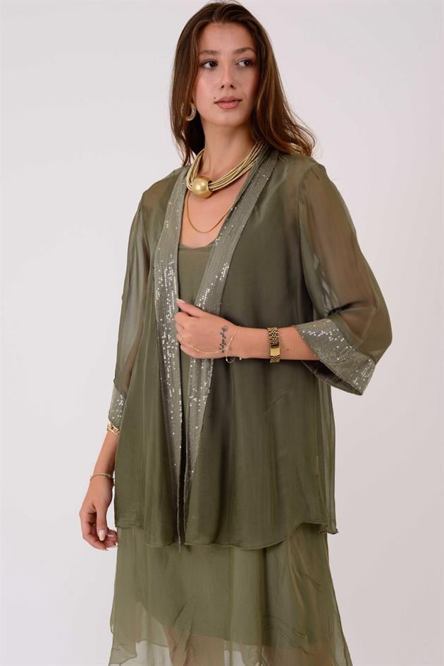 65446 PAYET DETAYLI TRANSPARAN İPEK CEKET