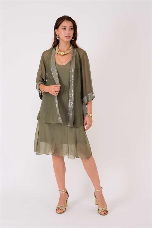 65446 PAYET DETAYLI TRANSPARAN İPEK CEKET