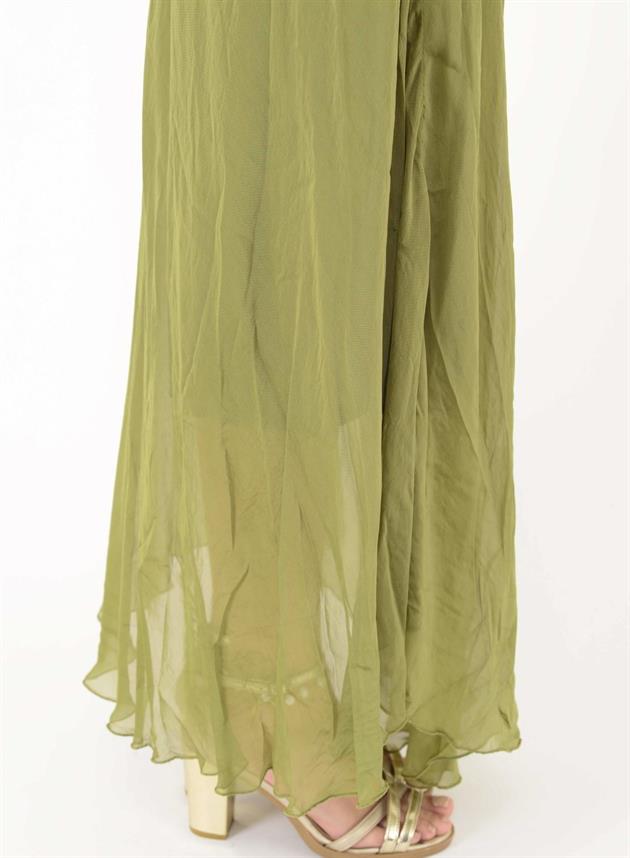 66365 ÖN ARKA V KOLSUZ İPEK ELBİSE