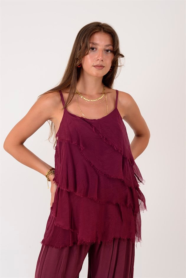 67370 KAT KAT ASKILI İPEK BLUZ