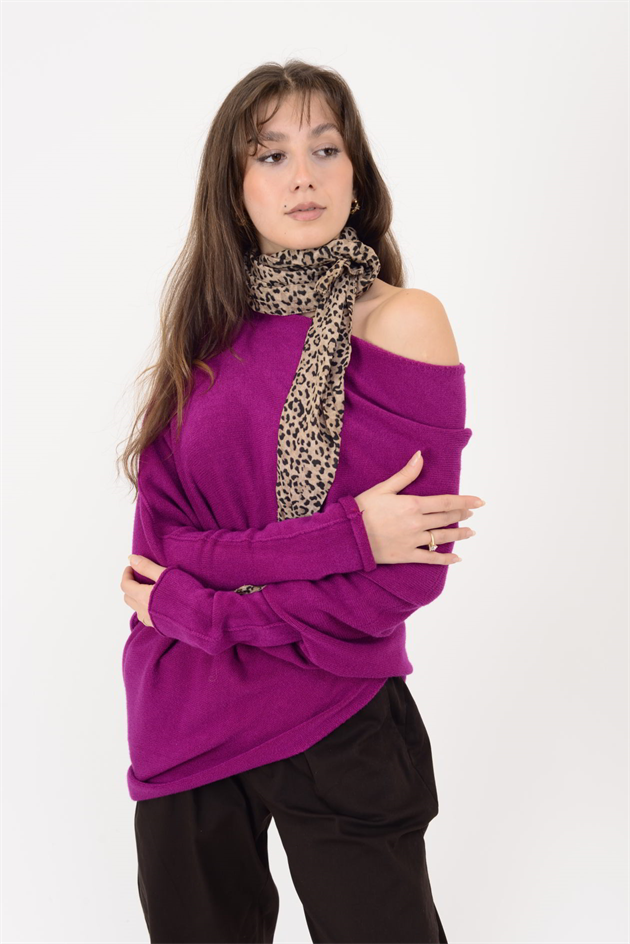 7109 TEK OMUZ ASİMETRİK KESİM TRİKO BLUZ