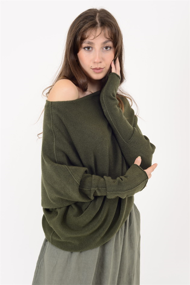 7109 TEK OMUZ ASİMETRİK KESİM TRİKO BLUZ