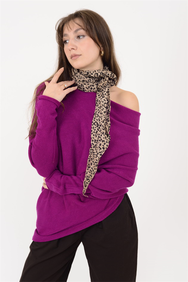 7109 TEK OMUZ ASİMETRİK KESİM TRİKO BLUZ