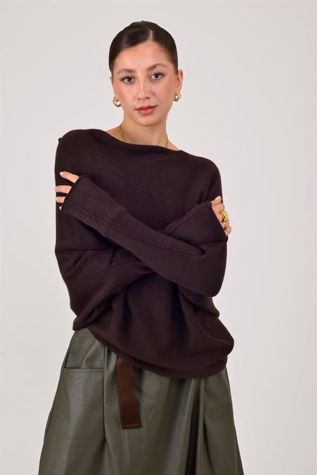 7109 TEK OMUZ ASİMETRİK KESİM TRİKO BLUZ