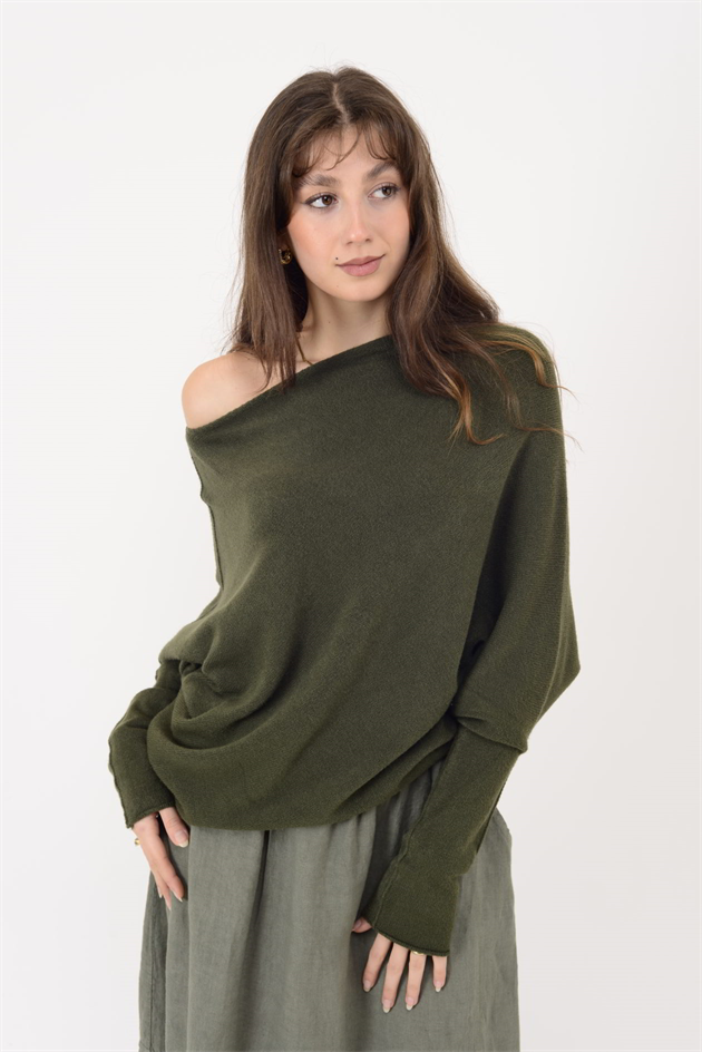 7109 TEK OMUZ ASİMETRİK KESİM TRİKO BLUZ