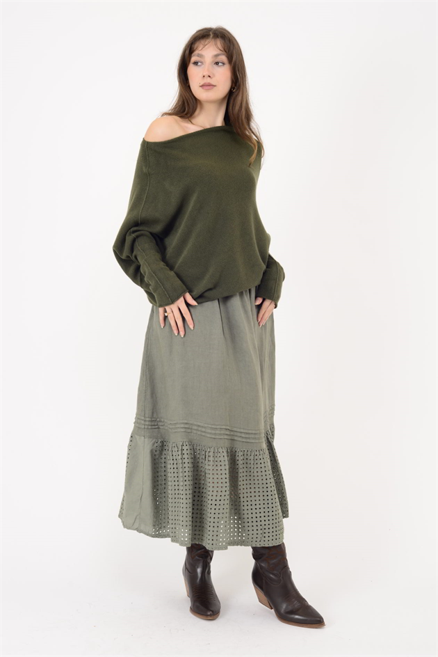 7109 TEK OMUZ ASİMETRİK KESİM TRİKO BLUZ