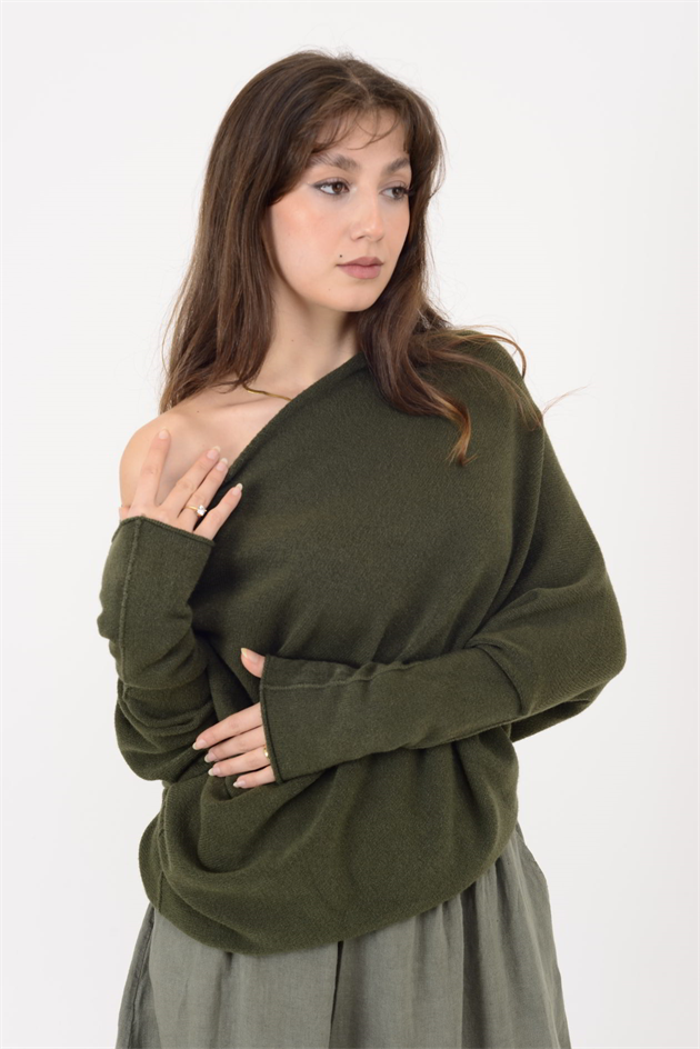 7109 TEK OMUZ ASİMETRİK KESİM TRİKO BLUZ