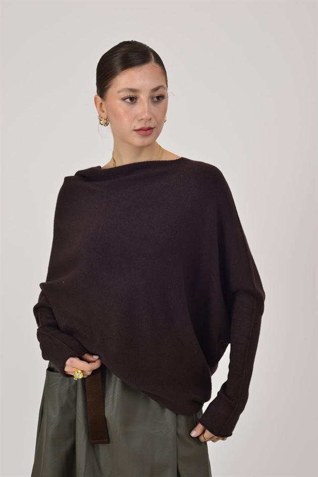 7109 TEK OMUZ ASİMETRİK KESİM TRİKO BLUZ
