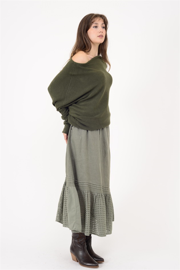 7109 TEK OMUZ ASİMETRİK KESİM TRİKO BLUZ