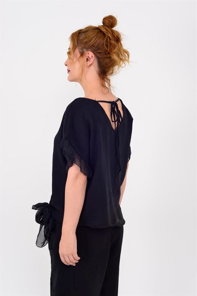 7133 SIRT DEKOLTELİ KETEN BLUZ