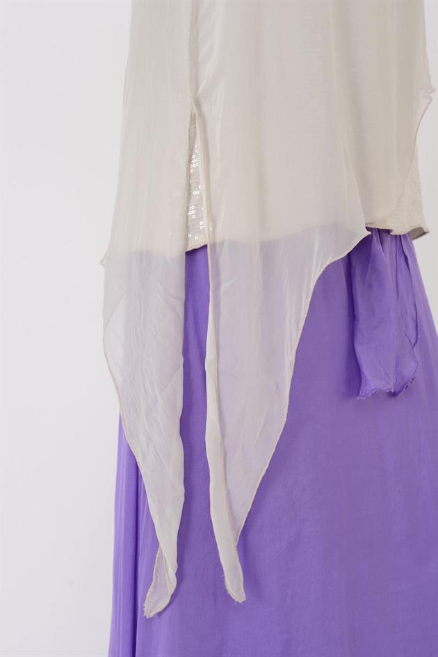 7161 ASİMETRİK KESİM PAYET DETAYLI İPEK BLUZ