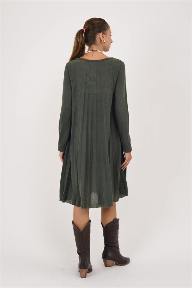 71653 SIENA KOLYE DETAYLI PİLELİ TRİKO ELBİSE