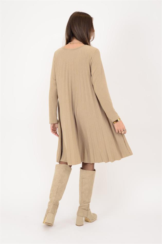 71653 SIENA KOLYE DETAYLI PİLELİ TRİKO ELBİSE