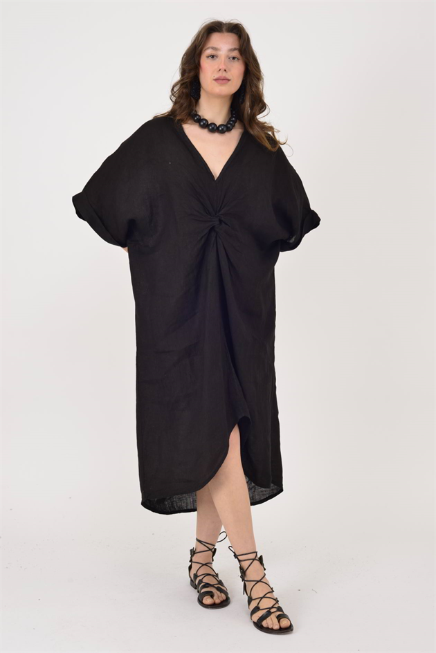 71855 LEAF KETEN ELBİSE