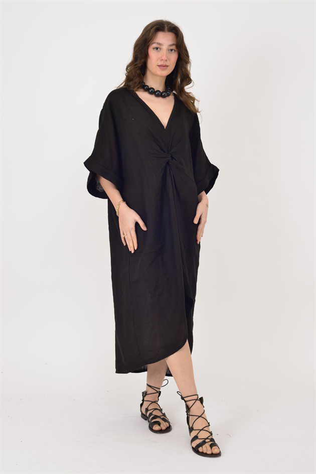 71855 LEAF KETEN ELBİSE