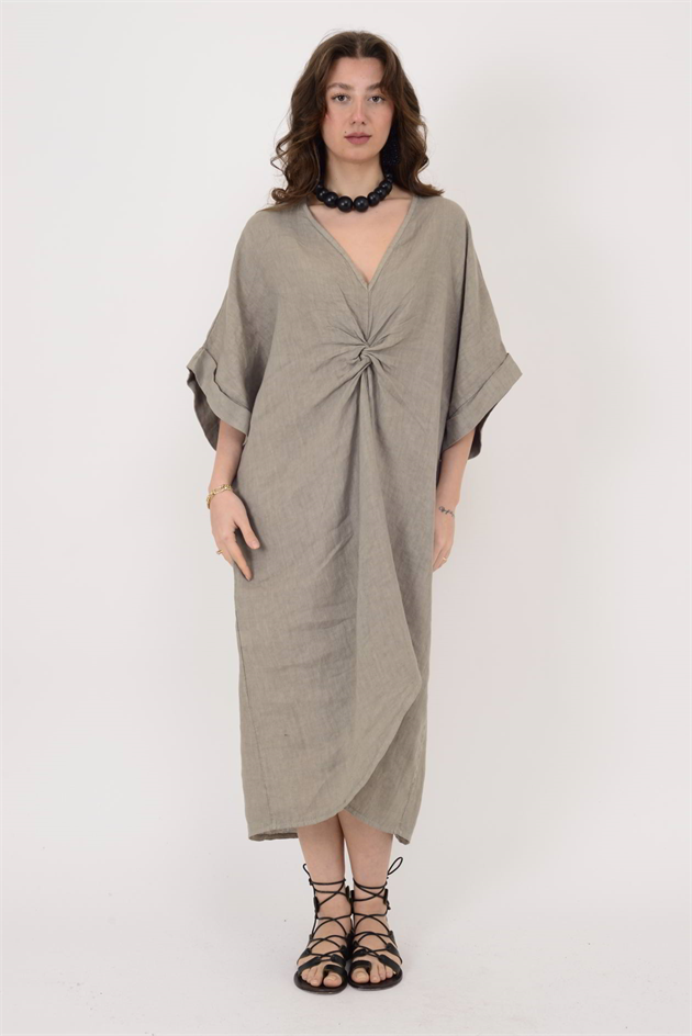 71855 LEAF KETEN ELBİSE