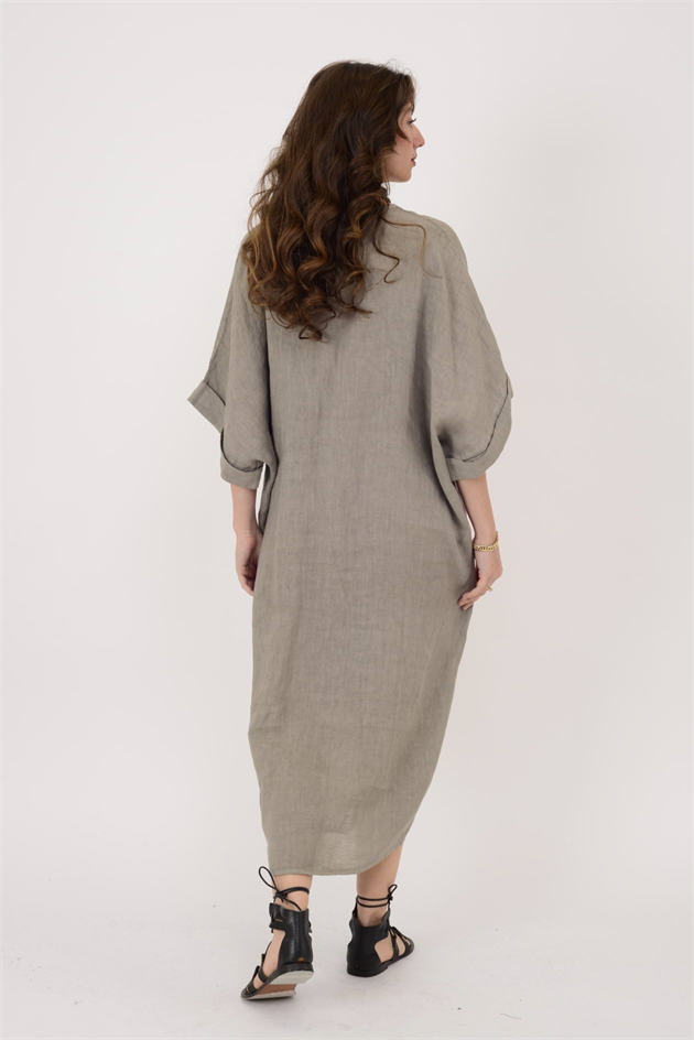 71855 LEAF KETEN ELBİSE