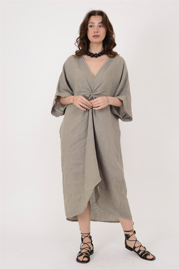 71855 LEAF KETEN ELBİSE