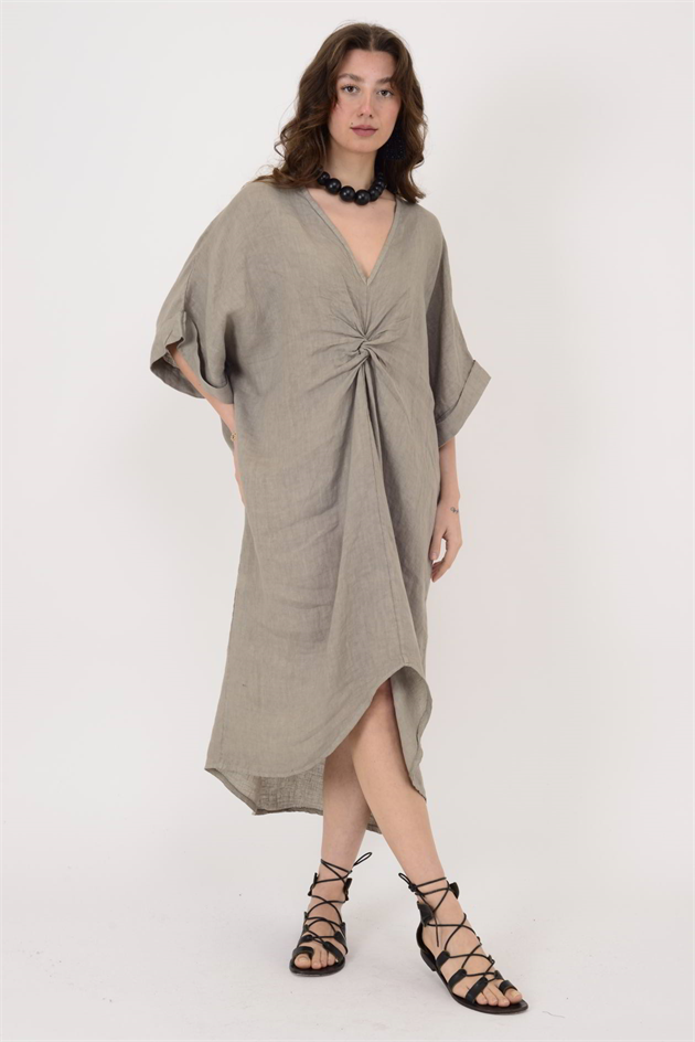 71855 LEAF KETEN ELBİSE