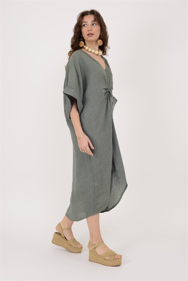 71855 LEAF KETEN ELBİSE