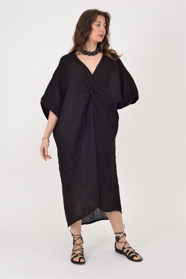 71855 LEAF KETEN ELBİSE