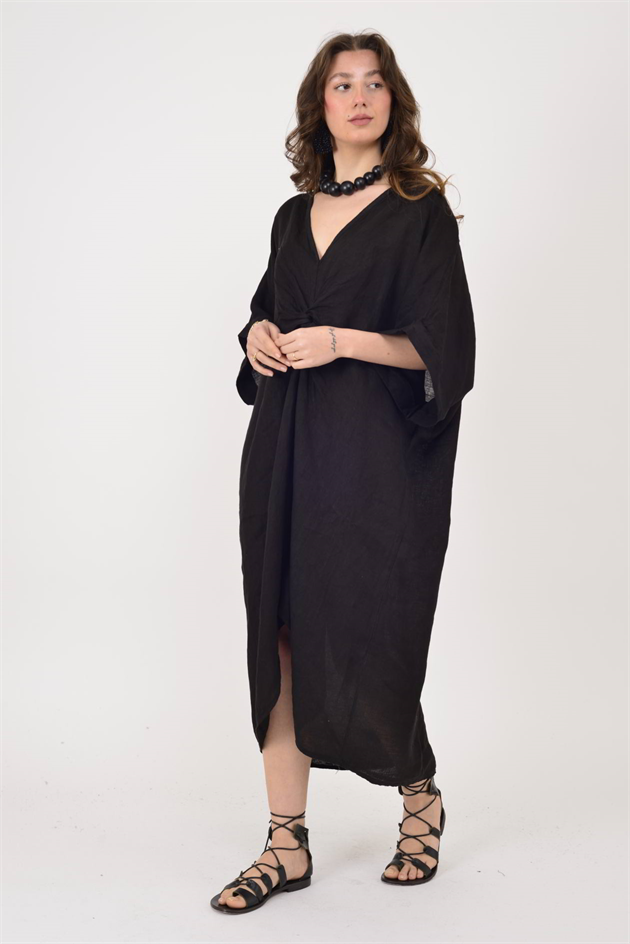 71855 LEAF KETEN ELBİSE