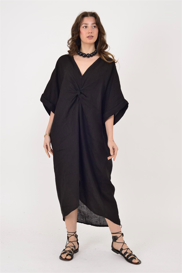 71855 LEAF KETEN ELBİSE