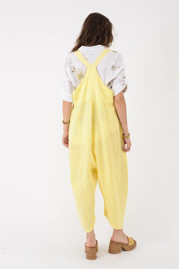 72229 DÜĞME DETAYLI KETEN ŞALVAR SALOPET