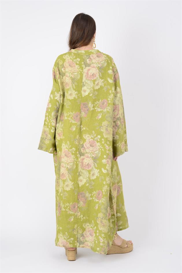 72230 SPRING ÇİÇEK DESEN KETEN ELBİSE