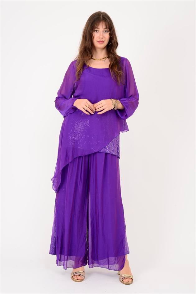 7265 SEALAND PAYET DETAYLI ASİMETRİK İPEK TAKIM