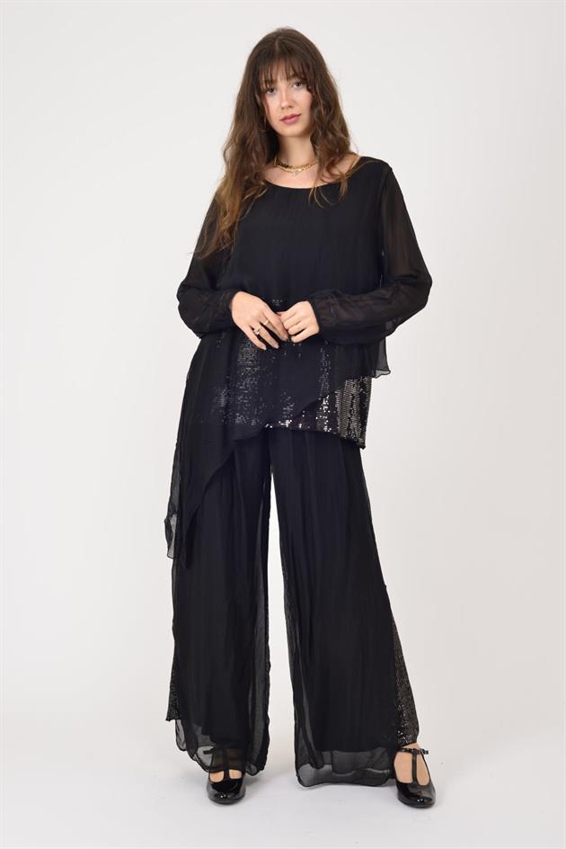 7265 SEALAND PAYET DETAYLI ASİMETRİK İPEK TAKIM