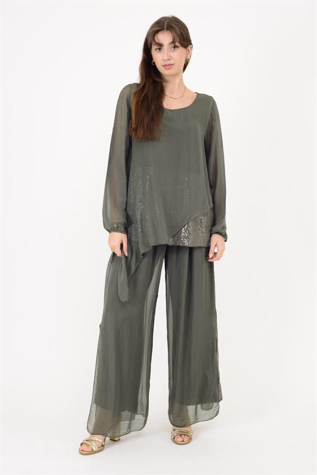 7265 SEALAND PAYET DETAYLI ASİMETRİK İPEK TAKIM