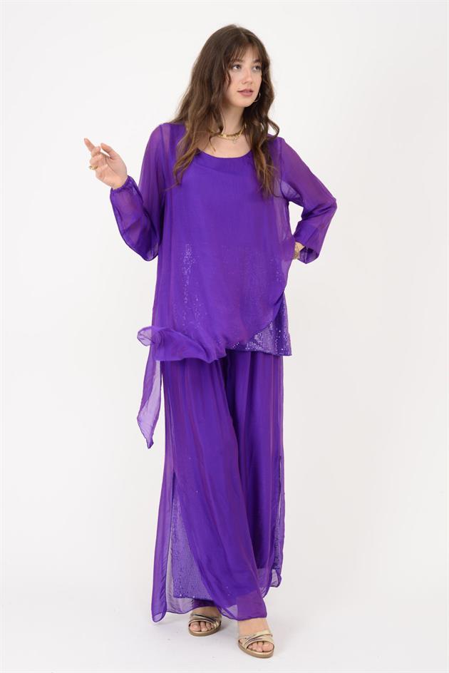 7265 SEALAND PAYET DETAYLI ASİMETRİK İPEK TAKIM