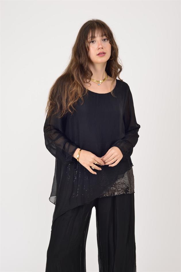 7265 SEALAND PAYET DETAYLI ASİMETRİK İPEK TAKIM