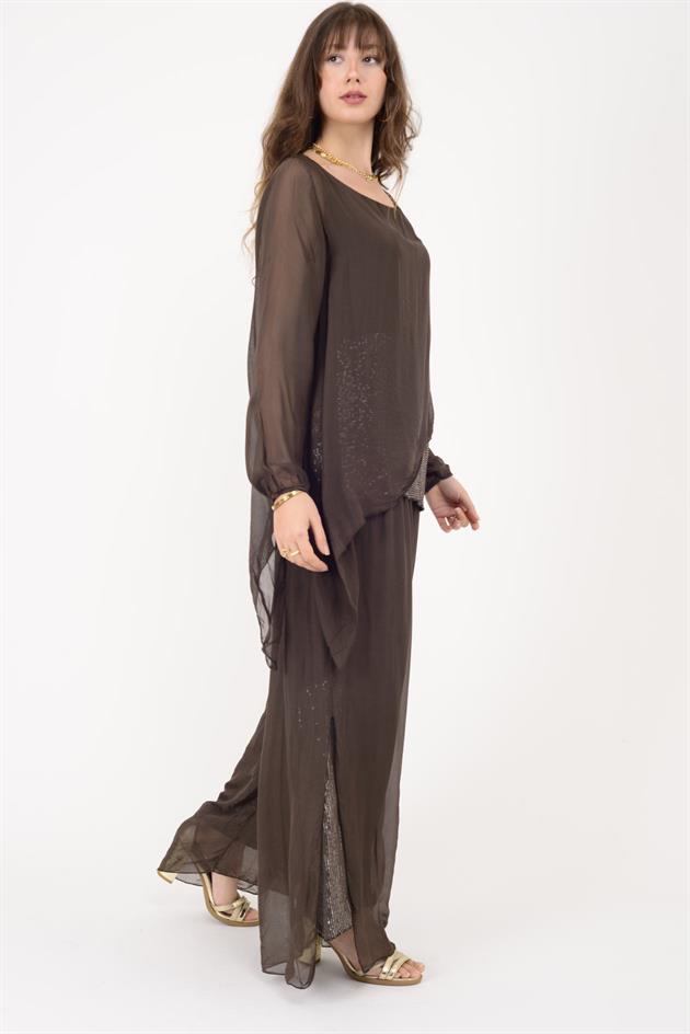 7265 SEALAND PAYET DETAYLI ASİMETRİK İPEK TAKIM