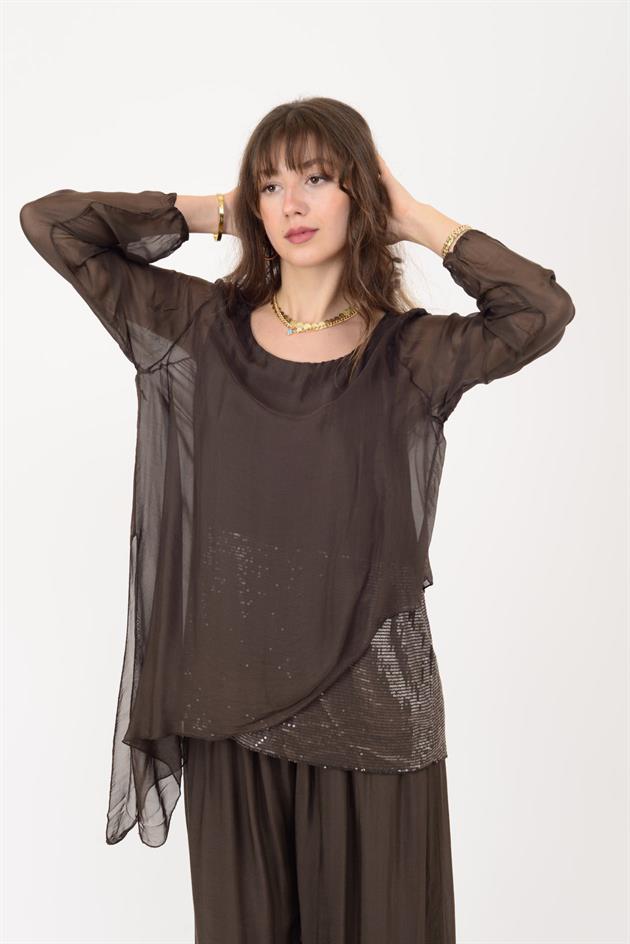 7265 SEALAND PAYET DETAYLI ASİMETRİK İPEK TAKIM