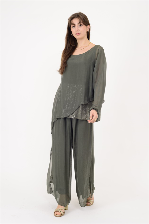 7265 SEALAND PAYET DETAYLI ASİMETRİK İPEK TAKIM