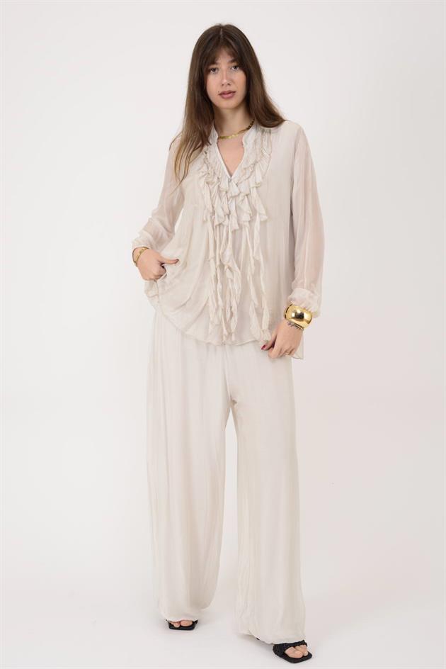 7322 COSTELLO FIRFIR DETAYLI İPEK BLUZ