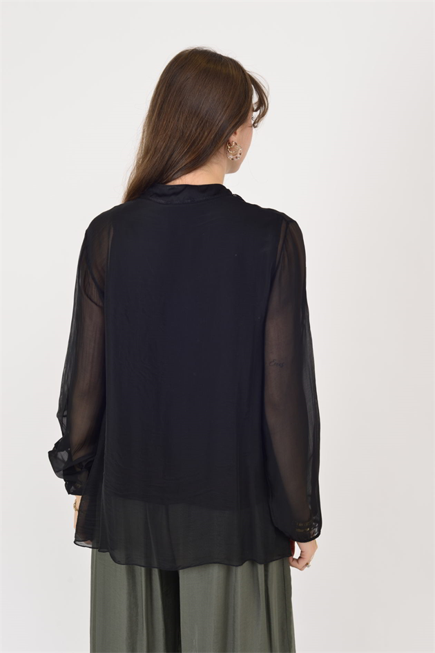 7322 COSTELLO FIRFIR DETAYLI İPEK BLUZ