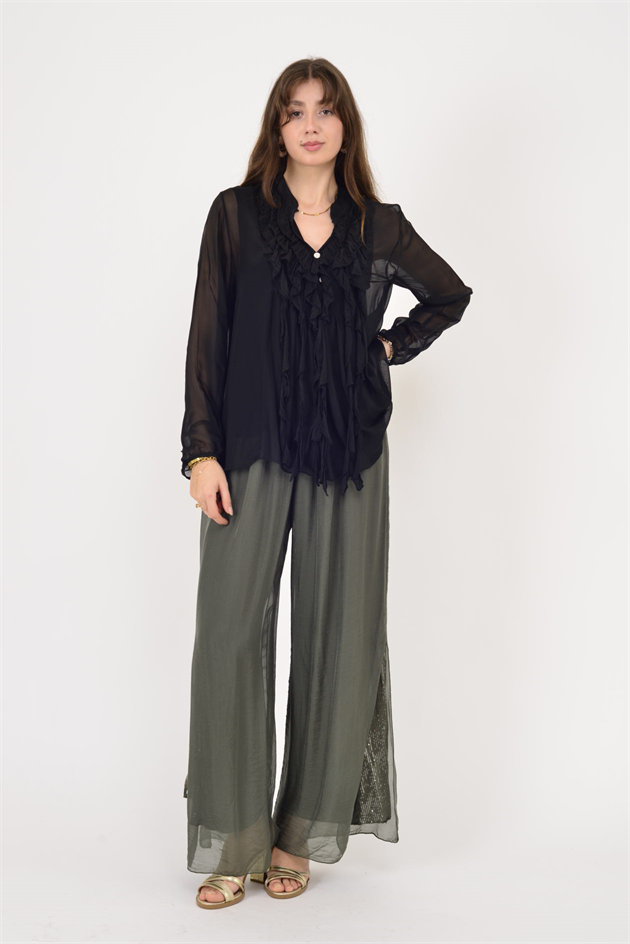 7322 COSTELLO FIRFIR DETAYLI İPEK BLUZ