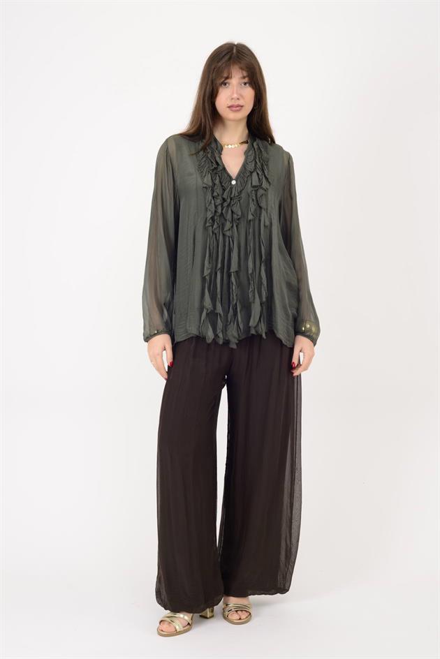 7322 COSTELLO FIRFIR DETAYLI İPEK BLUZ