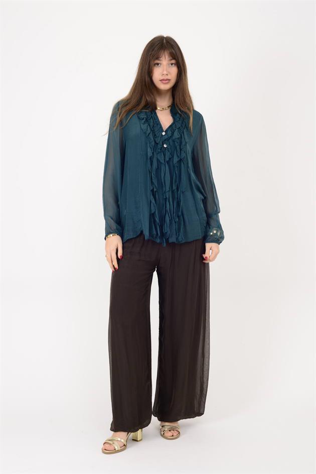 7322 COSTELLO FIRFIR DETAYLI İPEK BLUZ