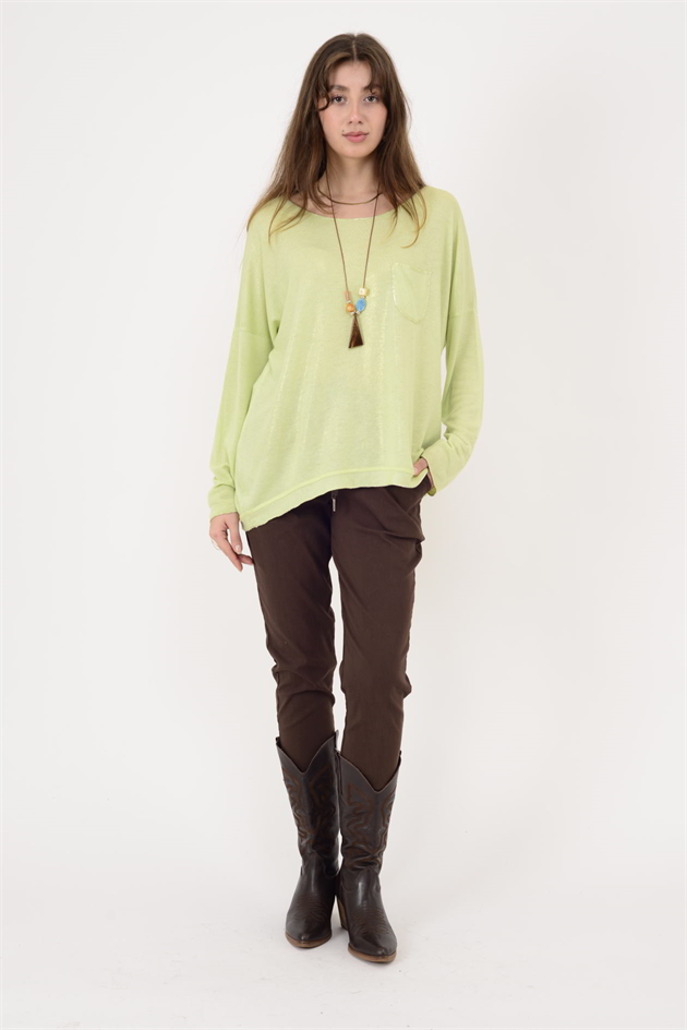 7646 CEP DETAYLI SİMLİ TRİKO BLUZ