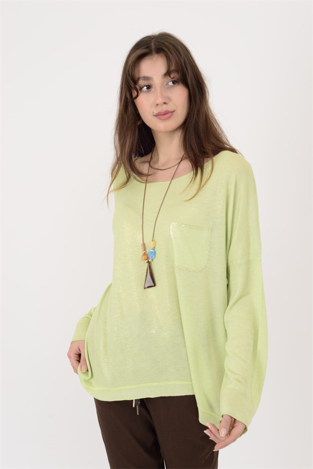 7646 CEP DETAYLI SİMLİ TRİKO BLUZ