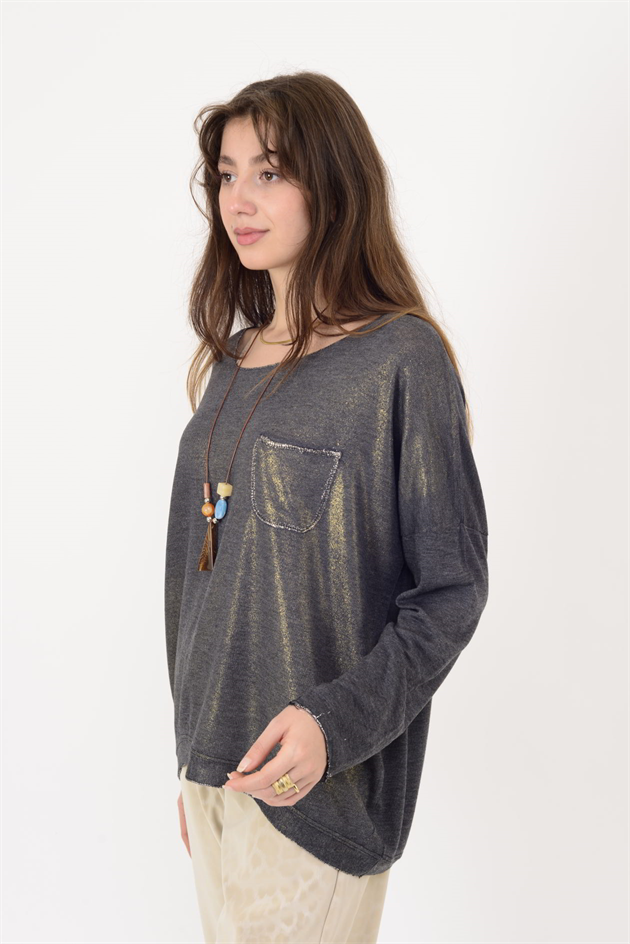 7646 CEP DETAYLI SİMLİ TRİKO BLUZ