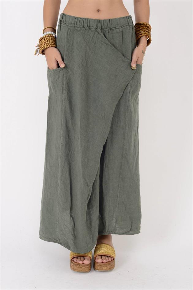 7664 DÜĞME DETAYLI KUPTAN CEPLI ETEK