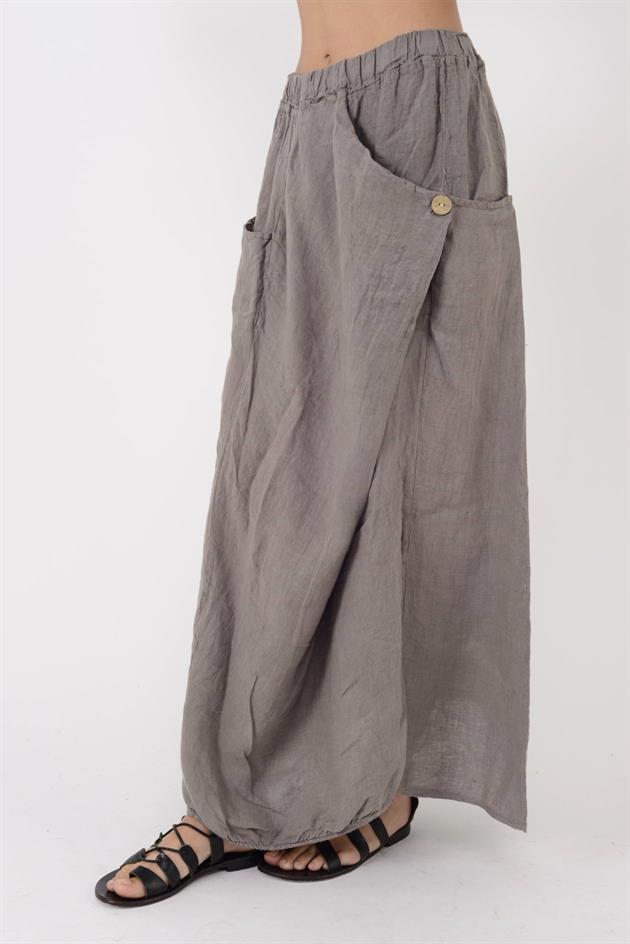 7664 DÜĞME DETAYLI KUPTAN CEPLI ETEK