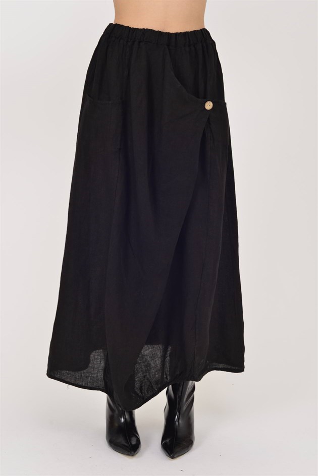 7664 DÜĞME DETAYLI KUPTAN CEPLI ETEK